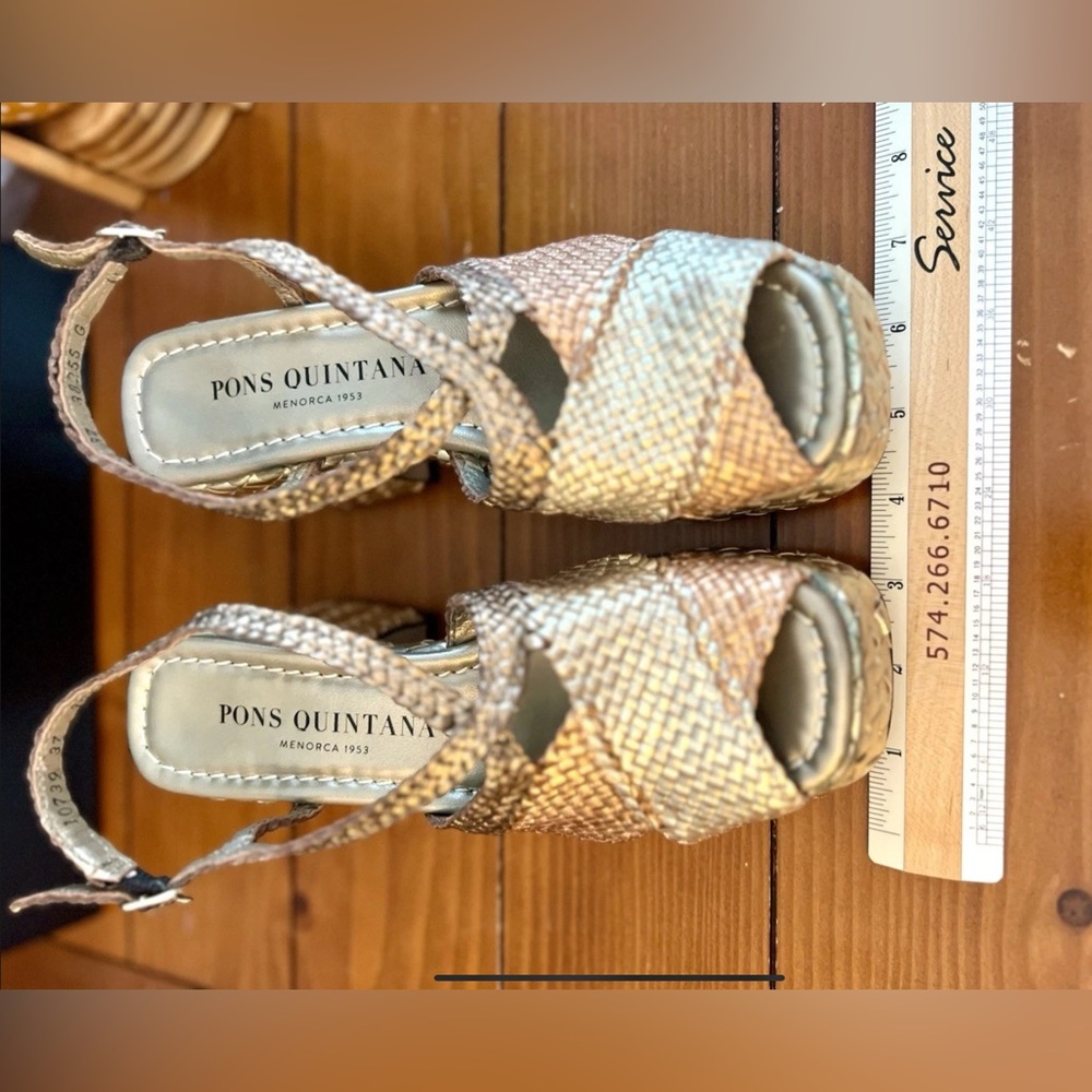 Pons Quintana Gold Metallic Braided Sandals New size 6 (37) - Picture 5 of 12